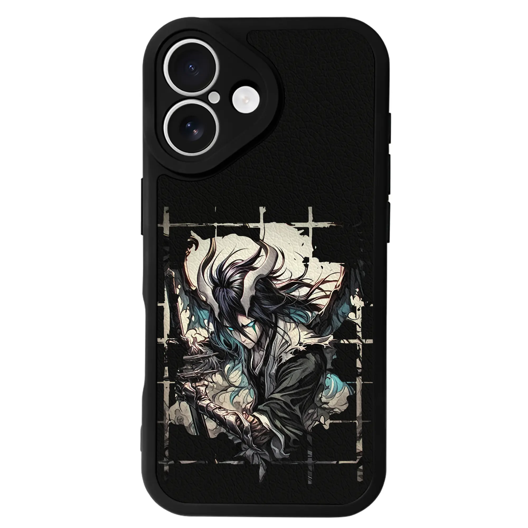 ブリーチ グッズ ウルキオラ・シファー - IPhone 16シリーズ対応 ・ シリコンスマホケース ・ レザー調 ・ 高精度フィット ・ 耐衝撃 ・ ワイヤレス充電対応 ・ 精密カット